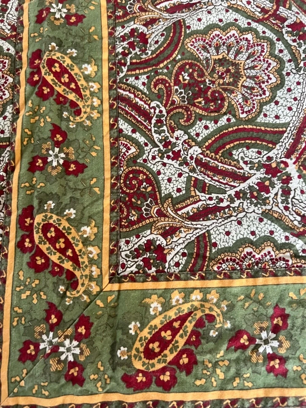 Williams Sonoma Provence Tablecloth Brown Green French Paisley Autumn 70x90